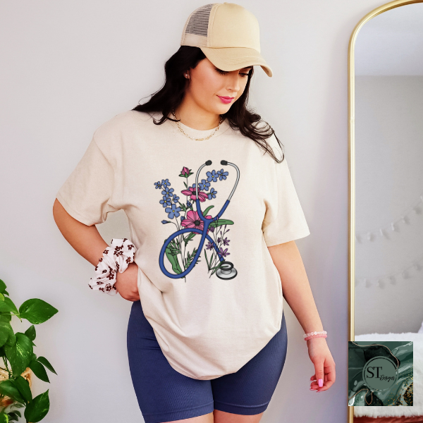 Floral Stethoscope T-Shirt