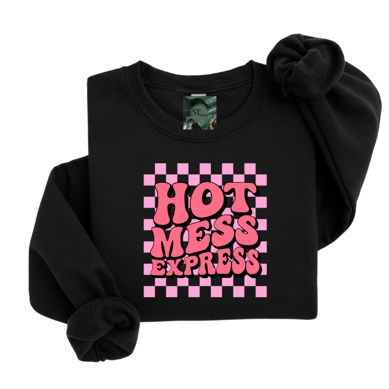 Hot Mess Express Collection- Crewneck Sweatshirt- Plus Size options- 50/50 Poly Cotton Blend