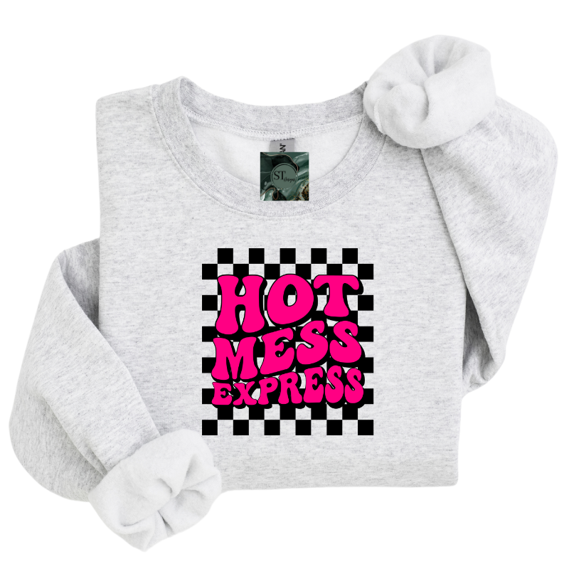 Hot Mess Express Collection- Crewneck Sweatshirt- Plus Size options- 50/50 Poly Cotton Blend