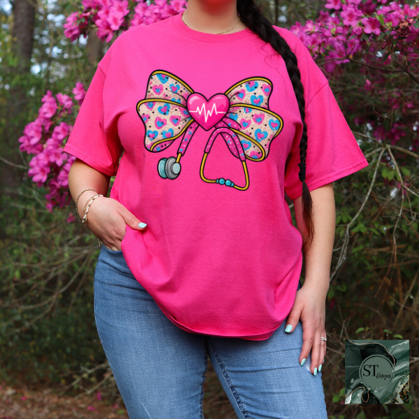 Heart bow stethoscope T-Shirt