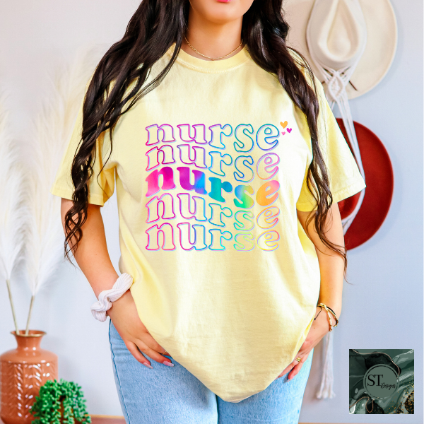 Stacked Nurse tie dye T-Shirt