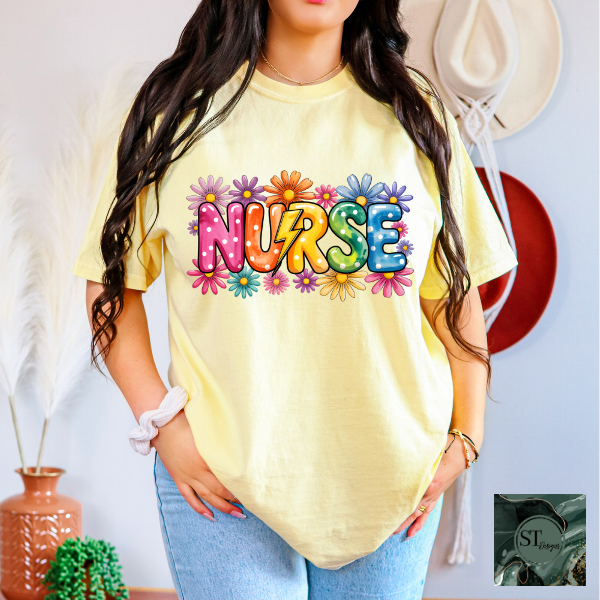 Nurse Rainbow Daisy T-Shirt