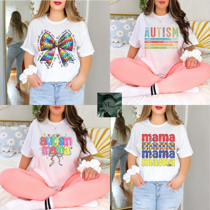 Autism Awareness Mystery Tshirt on White 100% cotton unisex fit