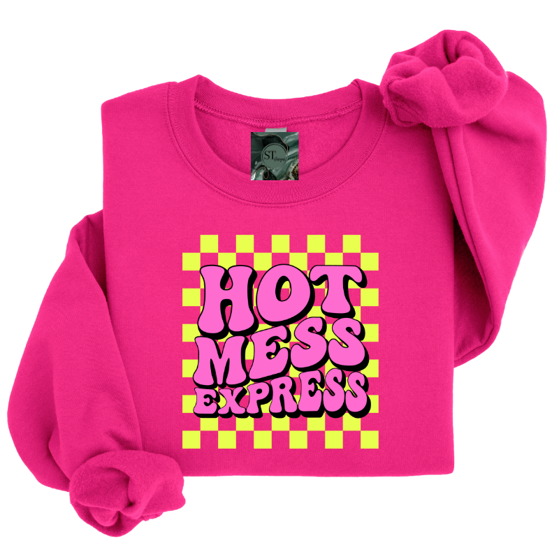 Hot Mess Express Collection- Crewneck Sweatshirt- Plus Size options- 50/50 Poly Cotton Blend