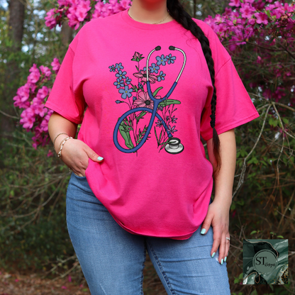 Floral Stethoscope T-Shirt