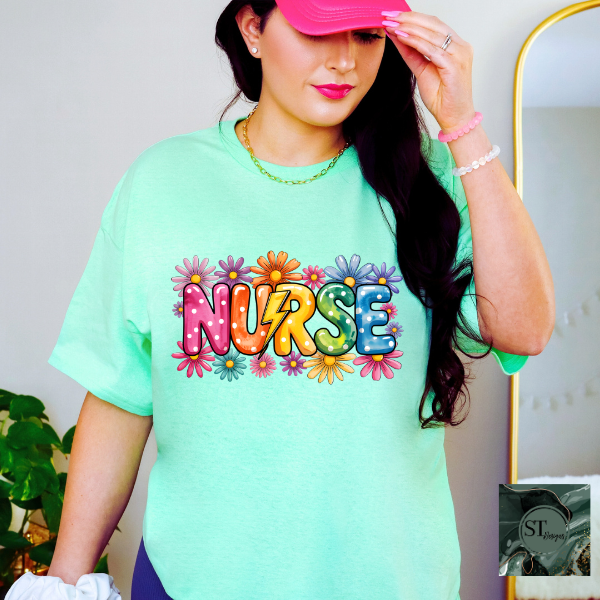 Nurse Rainbow Daisy T-Shirt