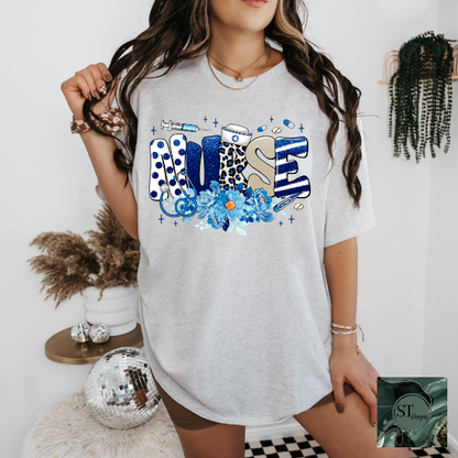 Nurse royal blue and white T-Shirt