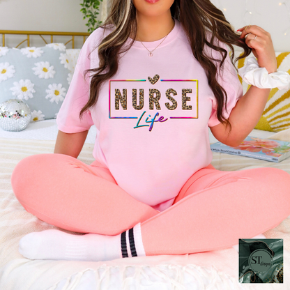 Nurse Life Cheetah print T-Shirt