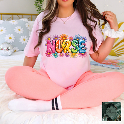 Nurse Rainbow Daisy T-Shirt