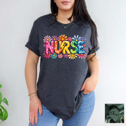 Nurse Rainbow Daisy T-Shirt