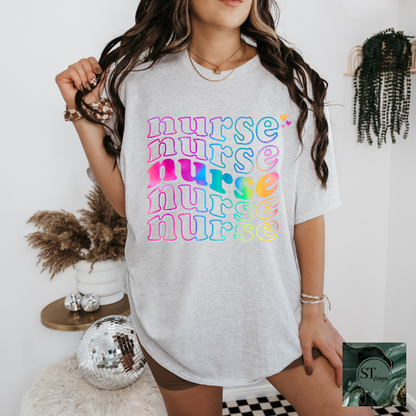 Stacked Nurse tie dye T-Shirt