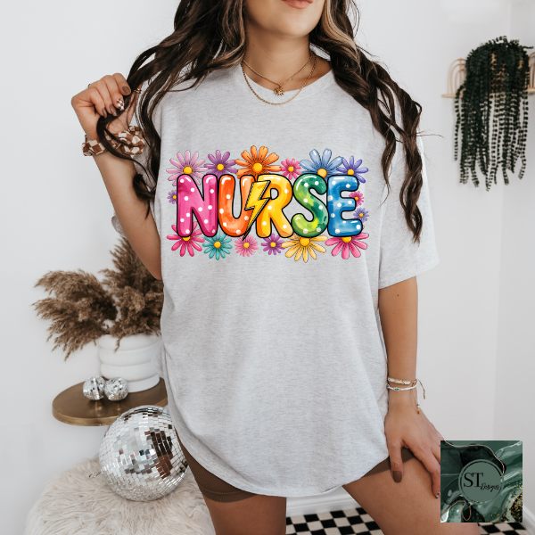 Nurse Rainbow Daisy T-Shirt
