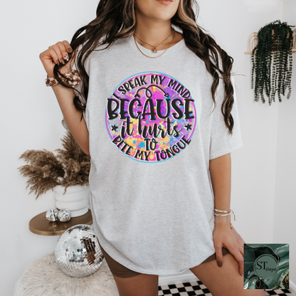 I speak my mind because it hurts to bite my tongue checkered T-Shirt
